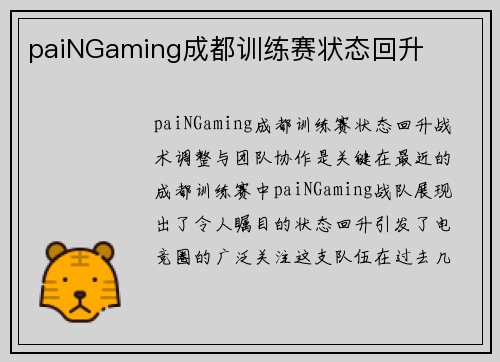 paiNGaming成都训练赛状态回升