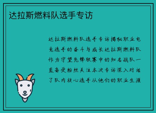 达拉斯燃料队选手专访