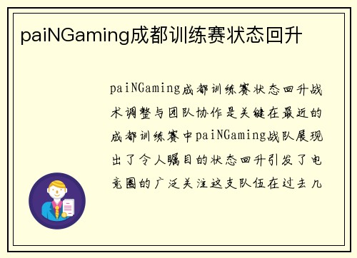 paiNGaming成都训练赛状态回升