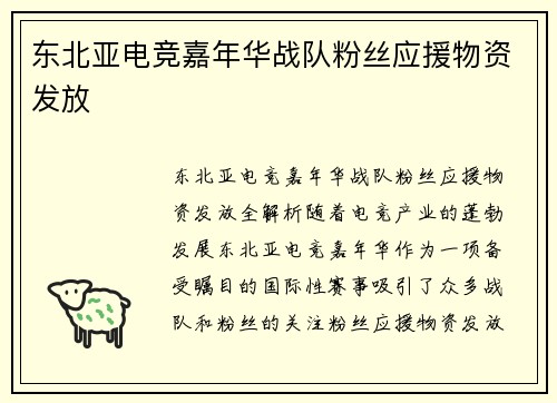 东北亚电竞嘉年华战队粉丝应援物资发放